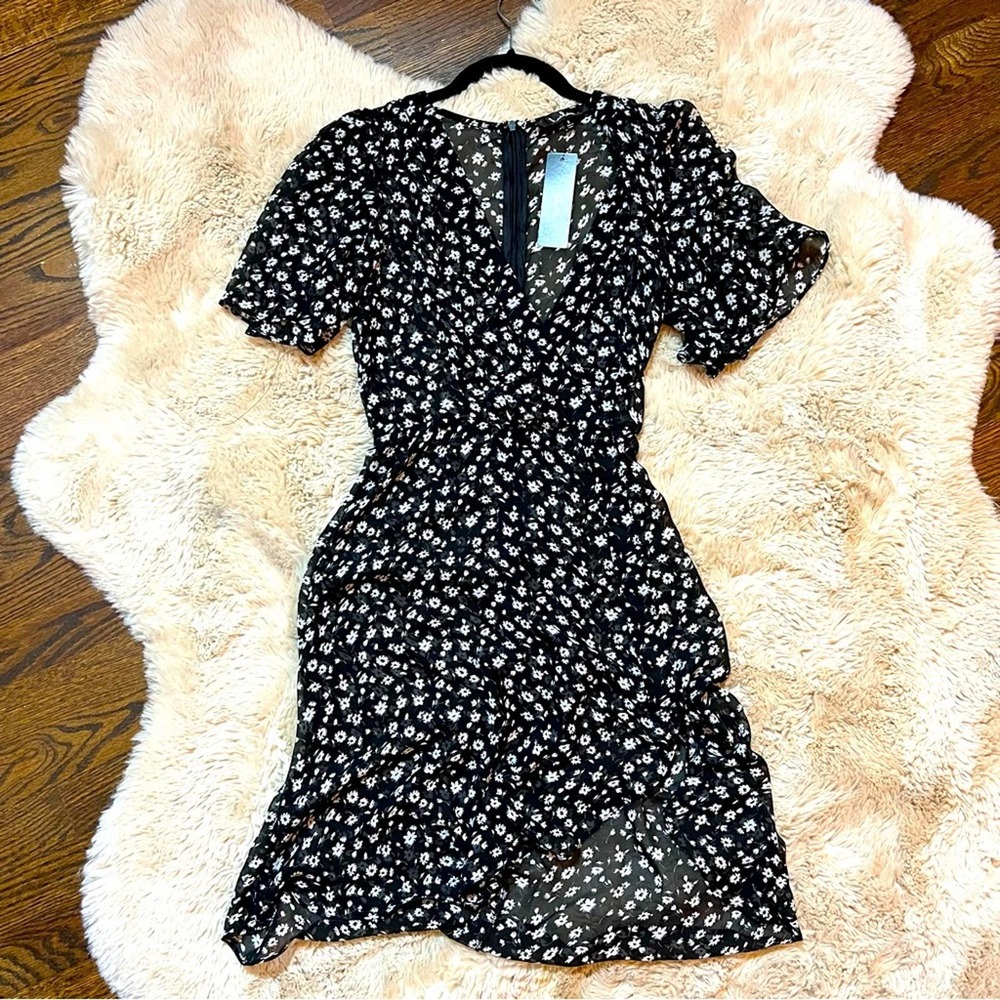 Lulus Black Floral Mini Dress